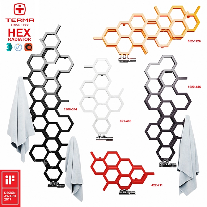 TERMA HEX: Award-Winning Modern Radiators 3D model image 1