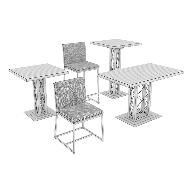 Cafe Set: Tables & Chairs 3D model image 2