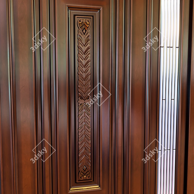 Elegant Mahogany Front Door 3D model image 2