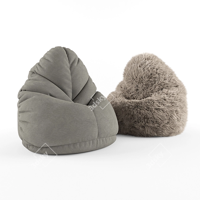 Cozy Fur Bean Bag 3D model image 1