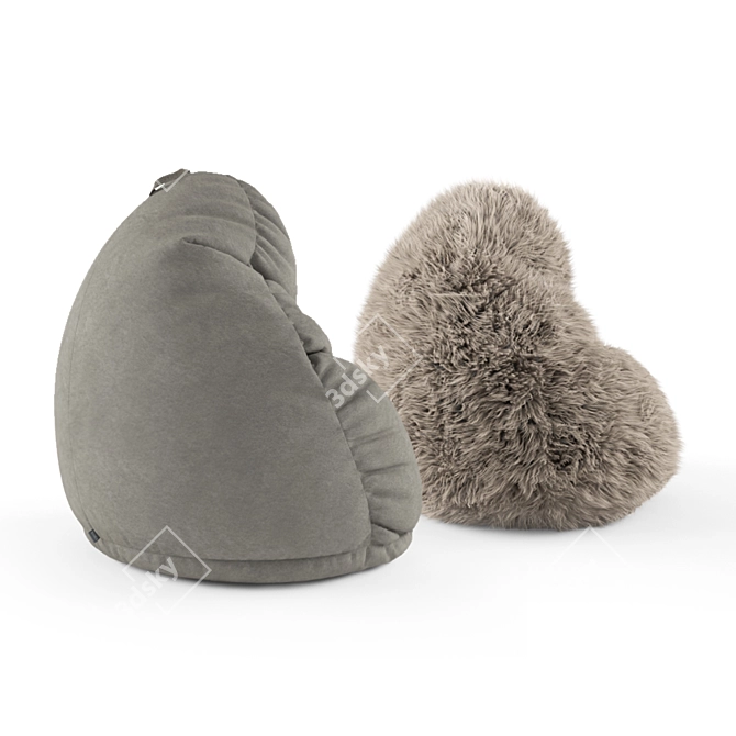 Cozy Fur Bean Bag 3D model image 2