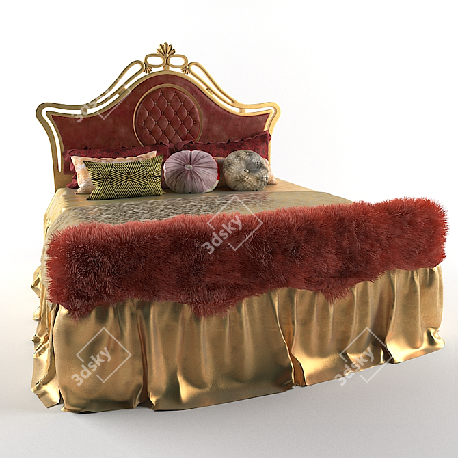 Elegant Queen Bed 3D model image 1