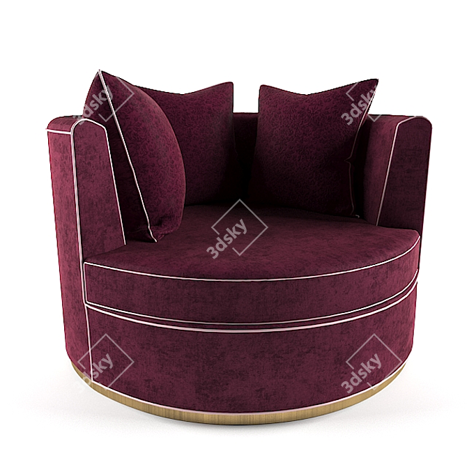 Luxurious Ruby Velvet Armchair 3D model image 1