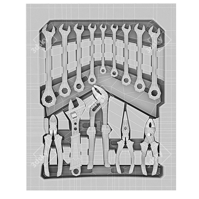 14-Piece Chrome Vanadium Swiss Tools 3D model image 2