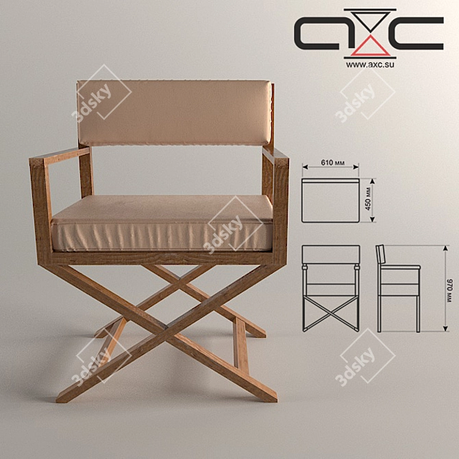 Modern Solid Wood and Leather Visitors Chair 3D model image 2