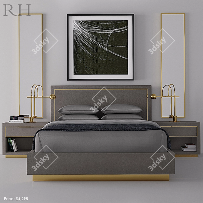 Luxury Shagreen King Platform Bed 3D model image 1