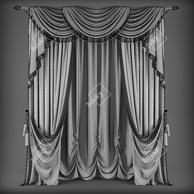 Classic Style Curtains 3D model image 2