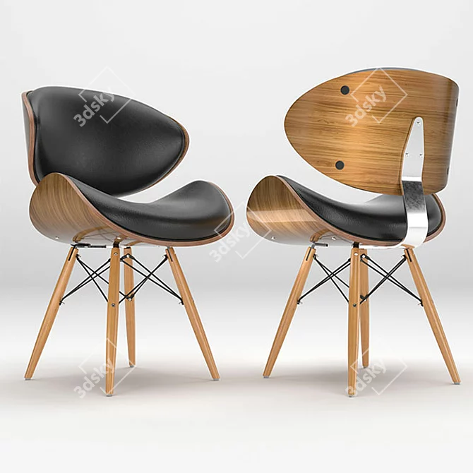 Sleek Walnut Chair 3D model image 1