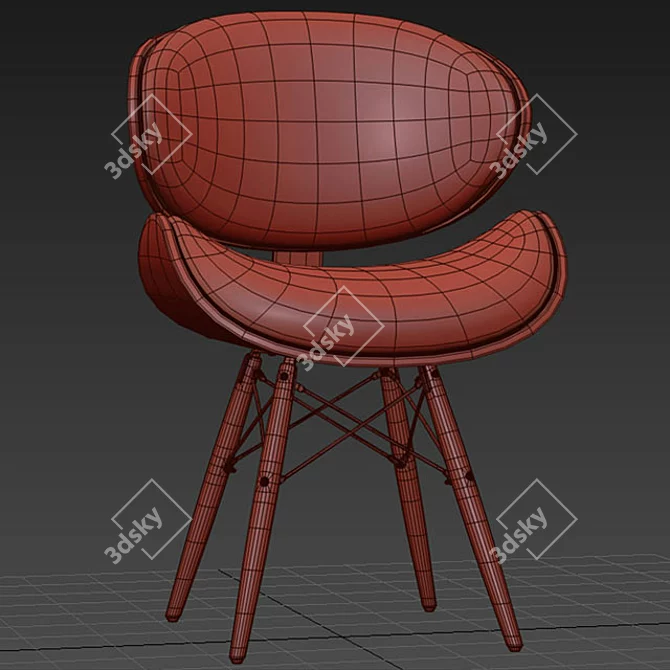 Sleek Walnut Chair 3D model image 3