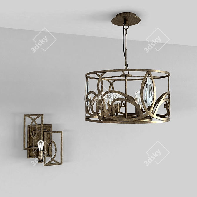 Eisner Chandelier and Sconce Set 3D model image 1