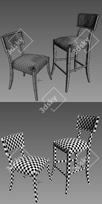 Timeless Elegance: Classic Klismos Chair & Stool 3D model image 3