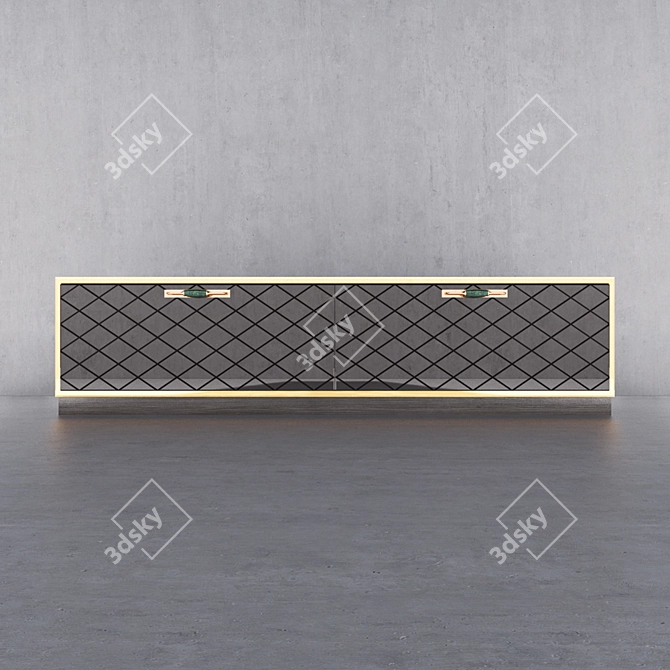 Rhombic Black Mirror TV Stand 3D model image 1