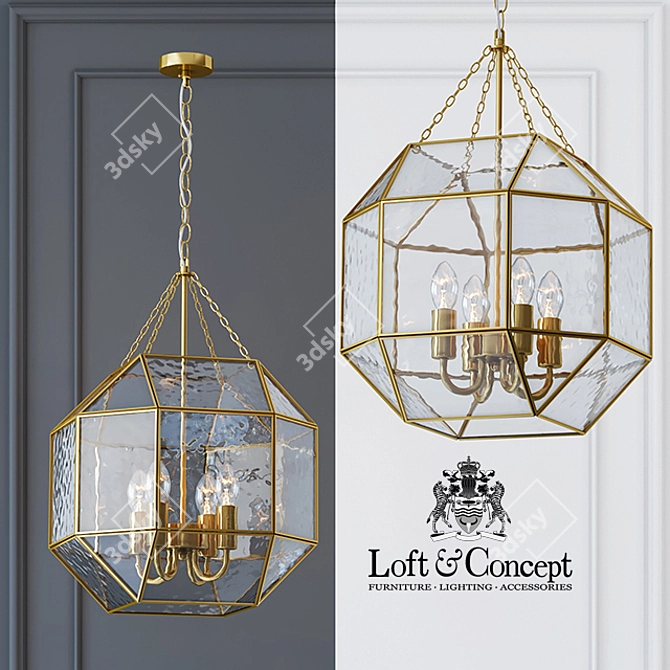 Gold Metal Cage Pendant Light 3D model image 1