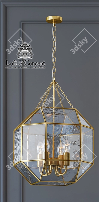 Gold Metal Cage Pendant Light 3D model image 2