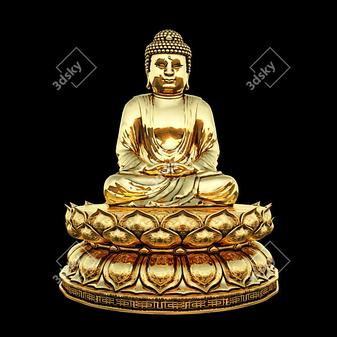 Enlightened Indian Buddha Sculpture 3D model image 1