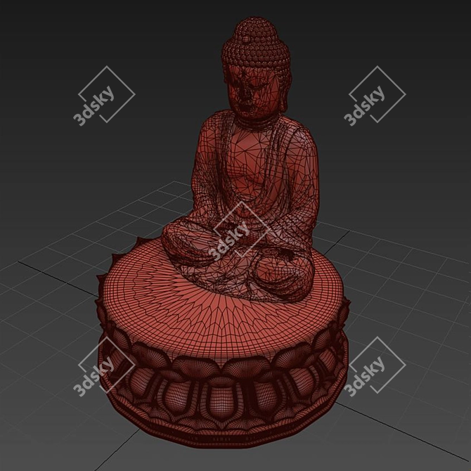 Enlightened Indian Buddha Sculpture 3D model image 3