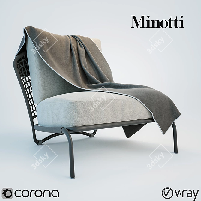 Minotti Aston Cord Outdoor Armchair 3D model image 1