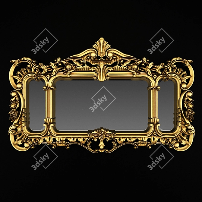 Elegant Chippendale Gilt Mirror 3D model image 1