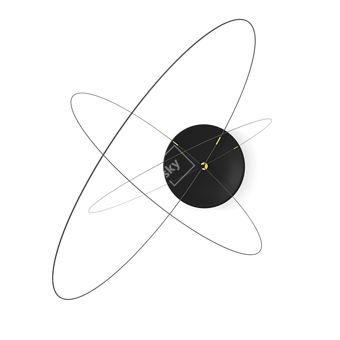 Sleek Orbital Wall Clock 3D model image 1