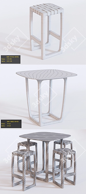 Modern Usona Bar Set 3D model image 3