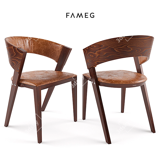 FAMEG B-1404 Wooden Chair 3D model image 1