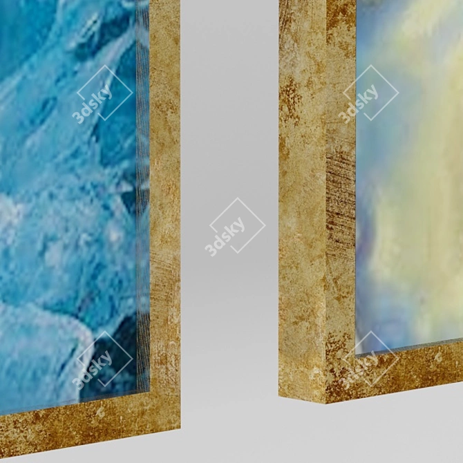 Golden Blue Art Trio 3D model image 2