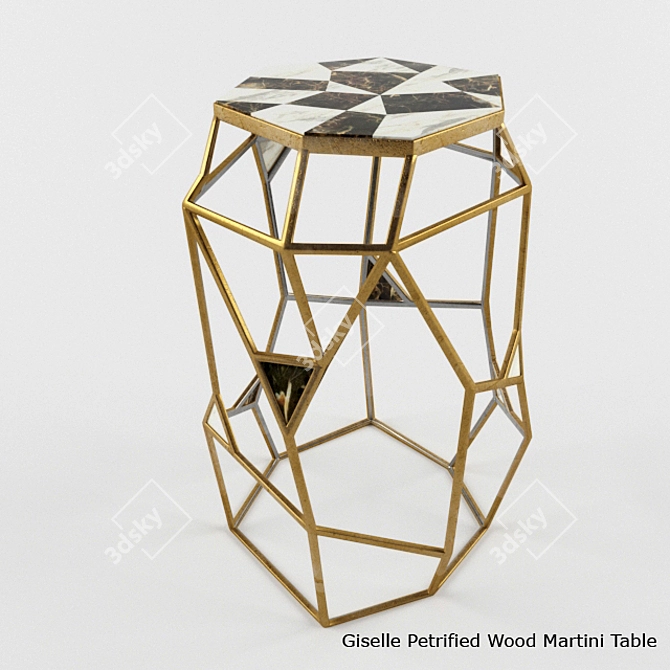 Giselle Petrified Wood Martini Table - Distinctive Elegance 3D model image 1