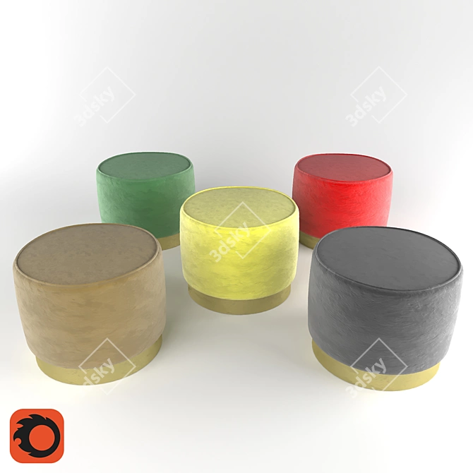 Cosy Round Pouf 3D model image 1