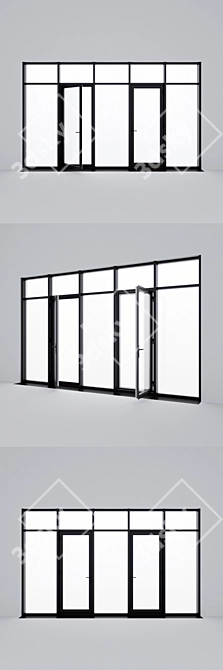 Panoramic Aluminum Glazing: White Exterior, Graphite Interior 3D model image 3