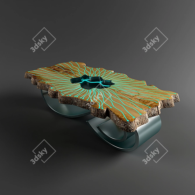 Illuminated Wooden Coffee Table 3D model image 2