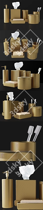 Vintage Brass Bath Accessories 3D model image 2