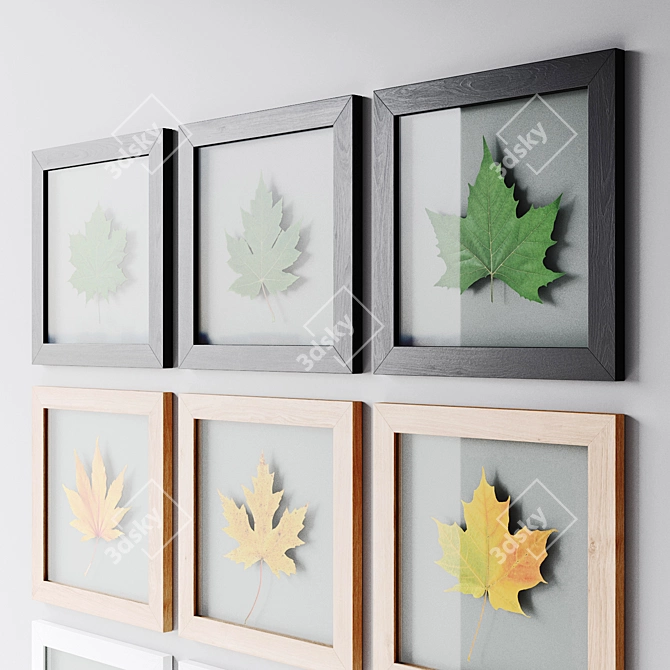 Nature's Reflections: Framed Leaf Art 3D model image 2