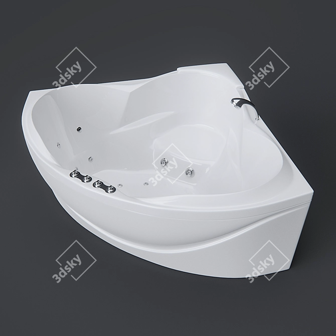 Hydro Massage Corner Acrylic Bathtub 3D model image 1