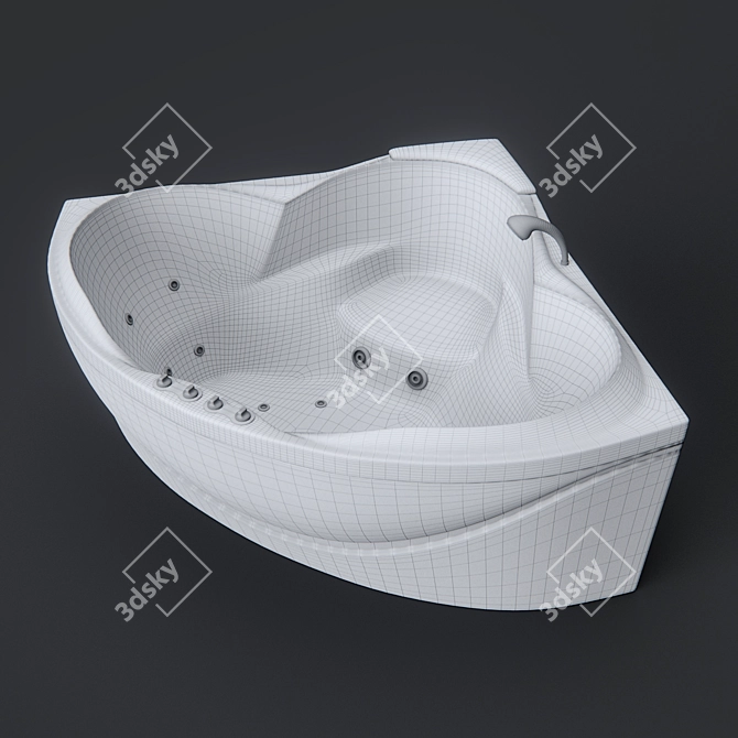 Hydro Massage Corner Acrylic Bathtub 3D model image 3