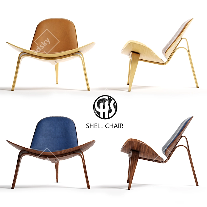 Scandinavian Shell Chair 3D model image 1