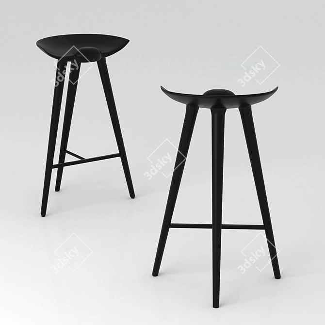 Vintage Danish ML42 Stool 3D model image 1