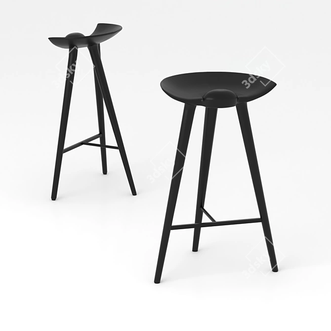 Vintage Danish ML42 Stool 3D model image 2