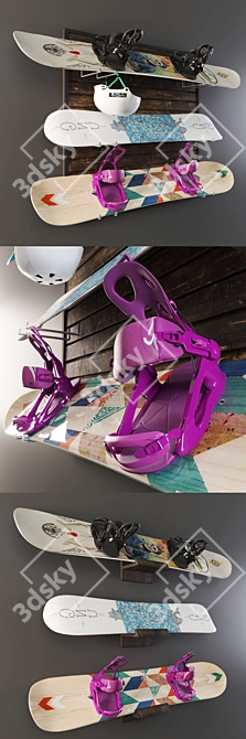 BoardLock Pro: Snowboard Storage Solution 3D model image 2