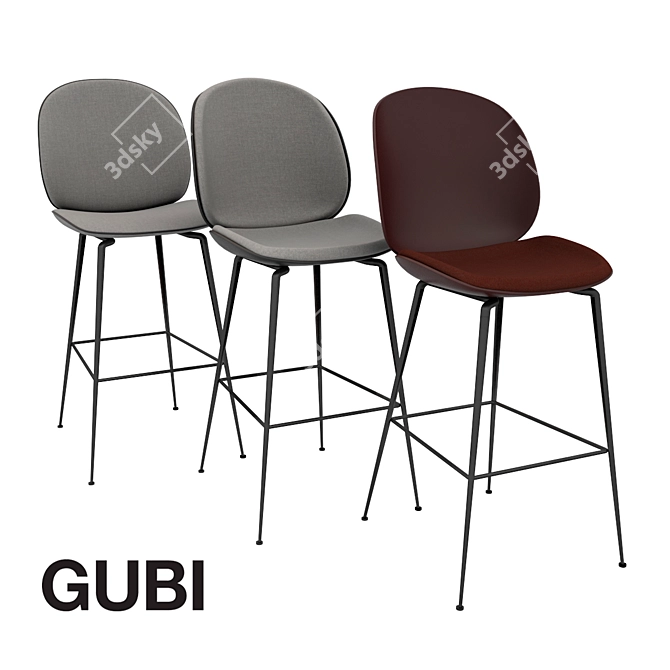 GUBI Beetle Stools: Timeless Comfort 3D model image 2