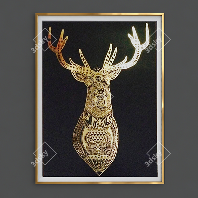 Golden Wildlife Trio: Deer, Goose, Pineapple 3D model image 3
