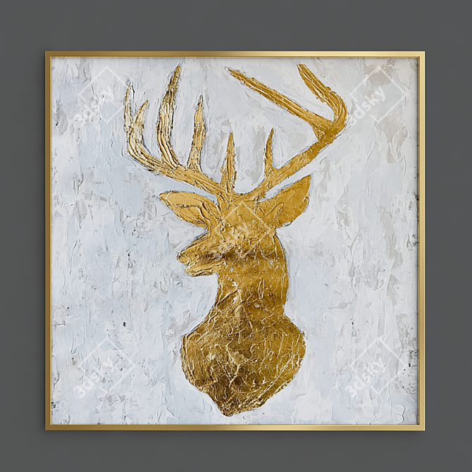 Golden Deer Artwork: Majestic Stag 3D model image 3