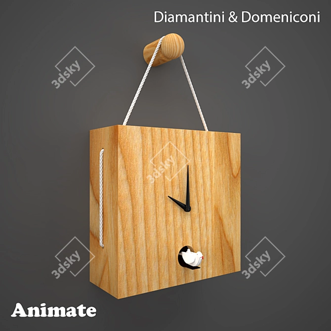 Charming Animated Bird Wall Clock 3D model image 1