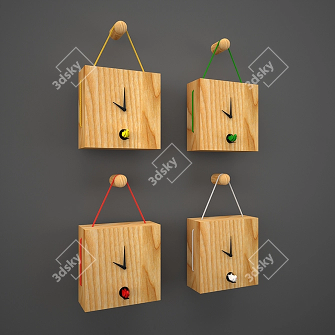 Charming Animated Bird Wall Clock 3D model image 2