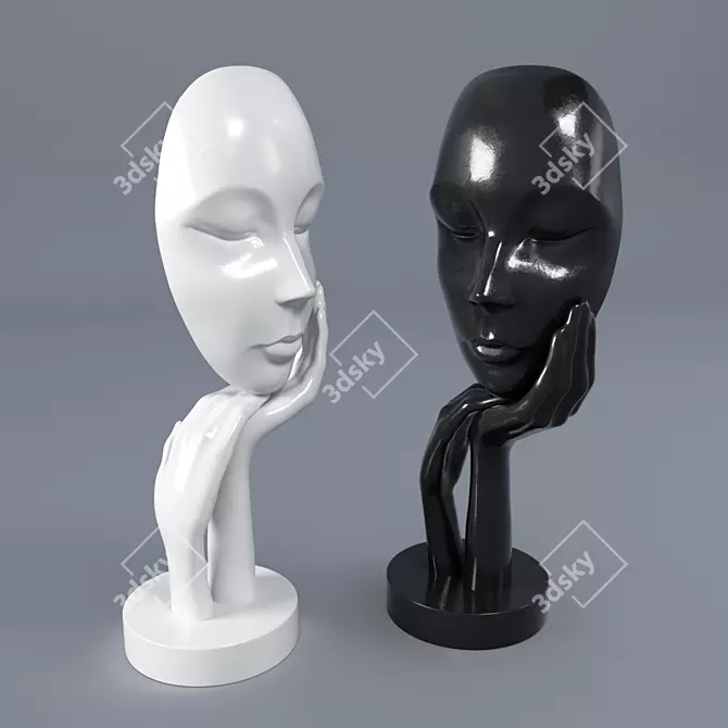 Elegant Mask Figurine 3D model image 1