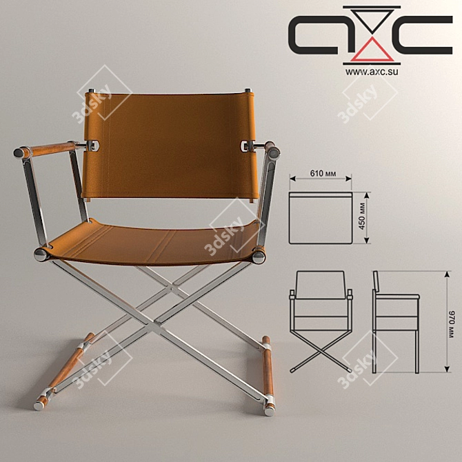 Modern Metal and Leather Chair 3D model image 2