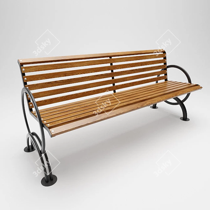 Wooden Bench Model for 3D Max | Download 3D model image 1