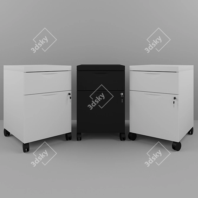 Mobile Black Storage Cabinet: Organize Documents Efficiently 3D model image 1