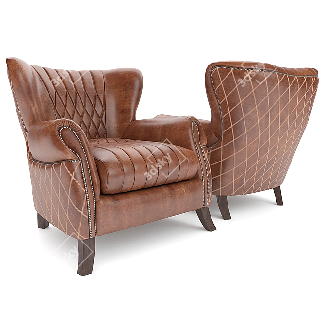 Country Vintage Armchair 3D model image 1