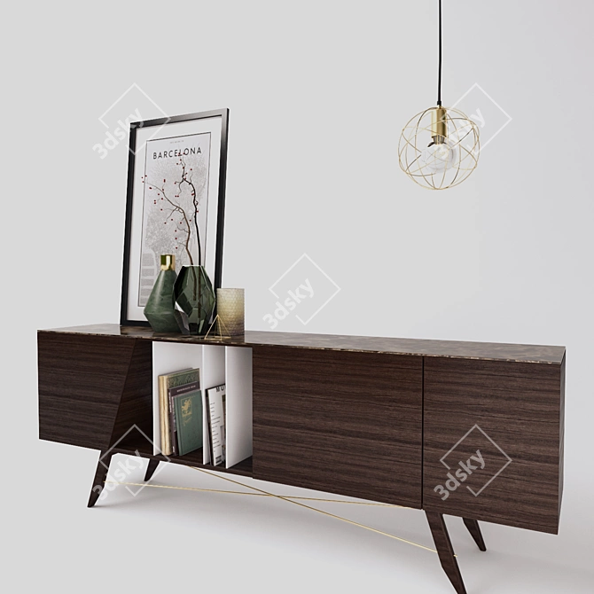 1950's Inspired Longplay Sideboard 3D model image 1