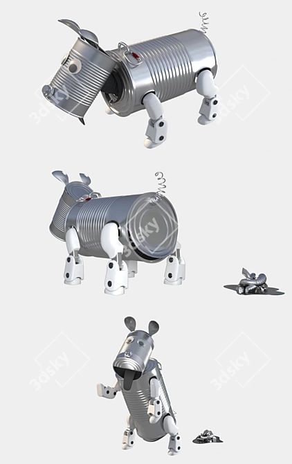 Upcycled Robot-Dog: DIY Tin Can Pet 3D model image 2